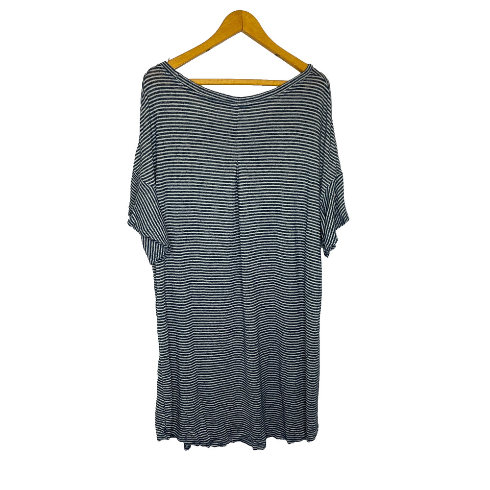 Women's XL Stars Above Blue Stripe Short Sleeve Polyester Sleep Lounge Dress - Picture 5 of 5